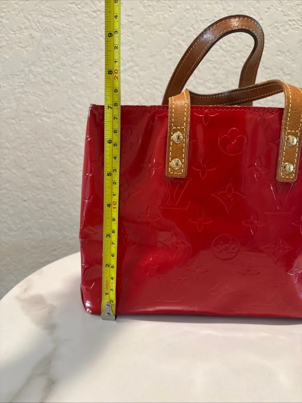 Louis Vuitton Red Patent
Monogram Vernis Tote with Tan Handles - Picture 12 of 16